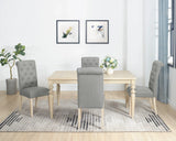 Dining Set With Turned Table And Tufted Chairs Beige Brown - Furniture Home Direct