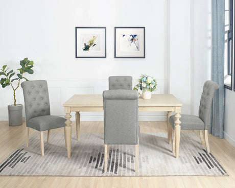 Dining Set With Turned Table And Tufted Chairs Beige Brown - Furniture Home Direct