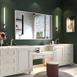 Rectangular Wall-Mounted Beveled Bathroom Mirror, Square Angle Metal Frame Wall Mounted Bathroom Mirrors For Wall (Horizontal & Vertical) - Glossy White - Furniture Home Direct