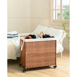 Laundry Hamper With Lid PE Rattan Powder Coating Frame Clothes Hampers With 2 Removable Bags - Furniture Home Direct
