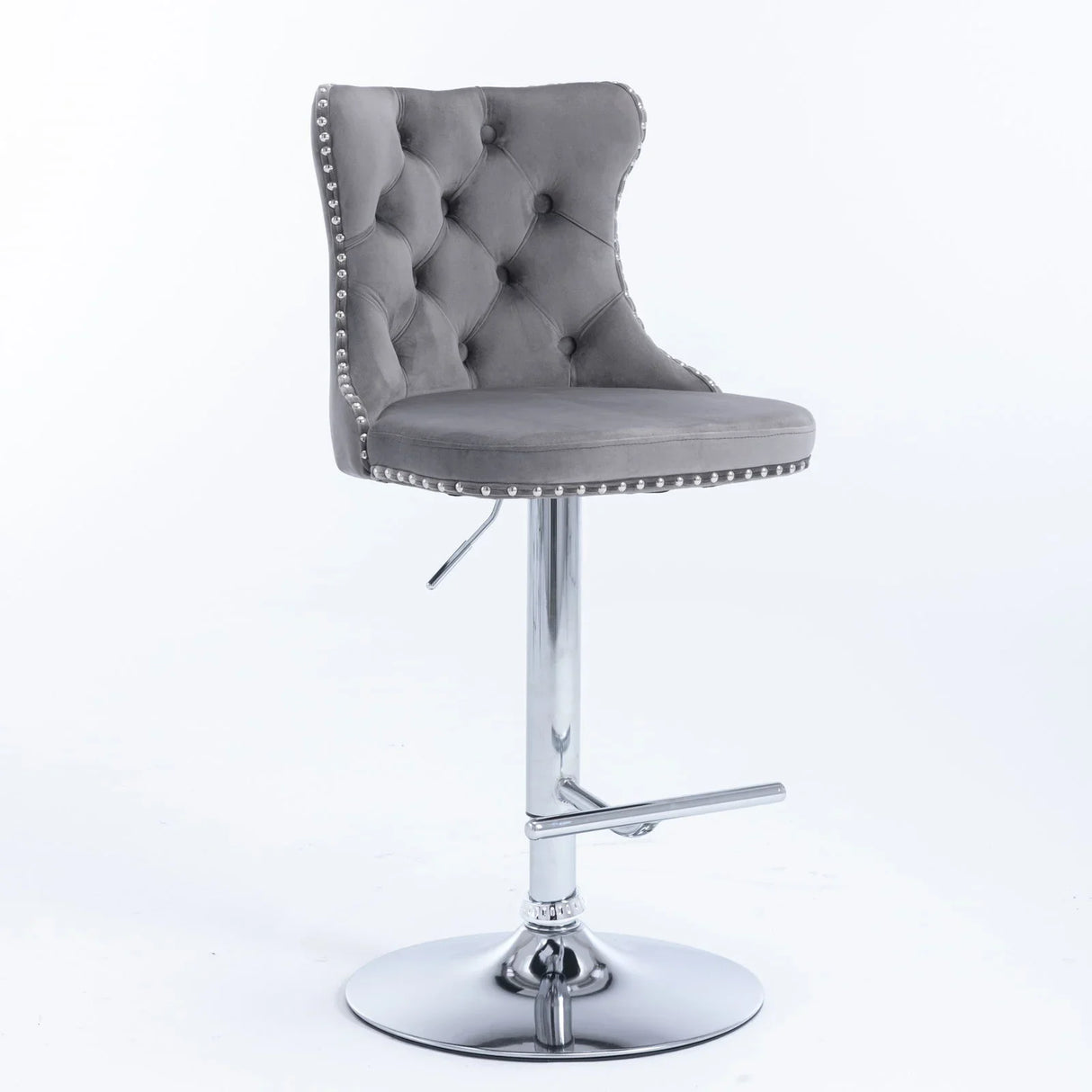 Swivel Velvet Barstools Adjusatble Seat Height From 25-33", Modern Upholstered Chrome Base Bar Stools With Backs Comfortable Tufted For Home Pub And Kitchen Island (Set of 2) - Furniture Home Direct