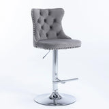 Swivel Velvet Barstools Adjusatble Seat Height From 25-33", Modern Upholstered Chrome Base Bar Stools With Backs Comfortable Tufted For Home Pub And Kitchen Island (Set of 2) - Furniture Home Direct