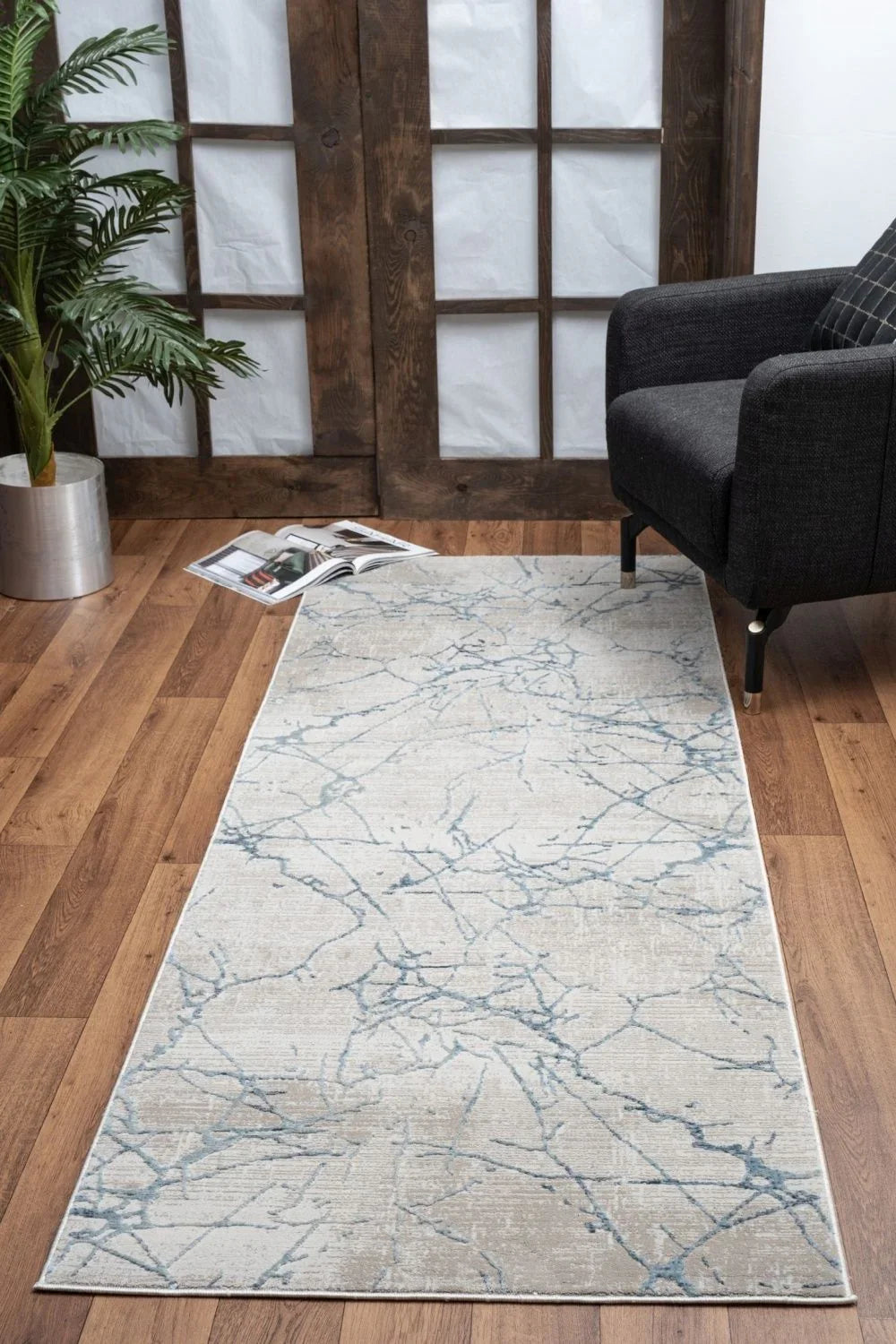 Elegance - 5'3" X 7'3" Area Rug - Blue, Polyester - Furniture Home Direct