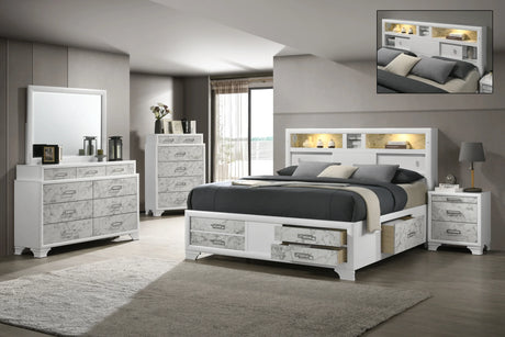 Bedroom Set 5 Piece Modern Queen Bed Dresser White - Furniture Home Direct
