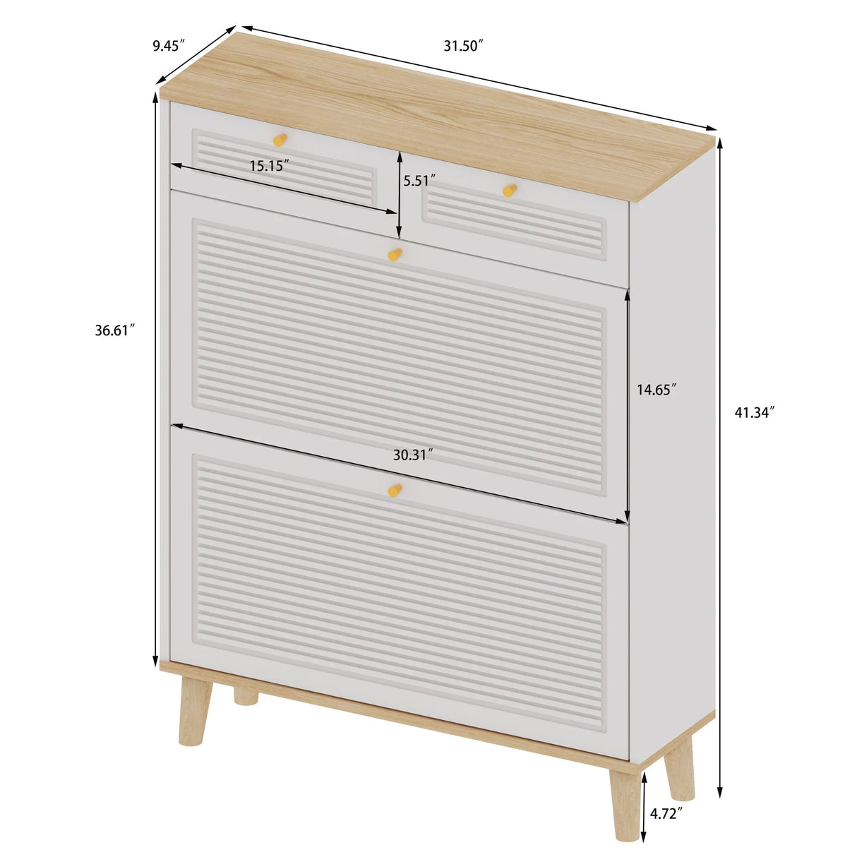Modern Freestanding Shoe Cabinet With Flip Up Doors And Drawers, Compact Design For Entryway - White Natural - Furniture Home Direct