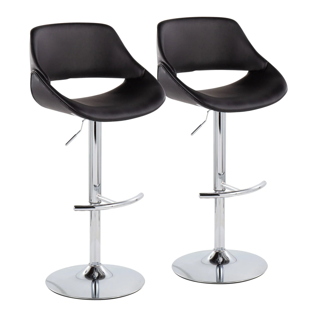 Fabrico - Contemporary Adjustable Bar Stool With Rounded T Footrest (Set of 2) - Furniture Home Direct