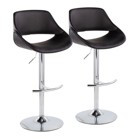 Fabrico - Contemporary Adjustable Bar Stool With Rounded T Footrest (Set of 2) - Furniture Home Direct