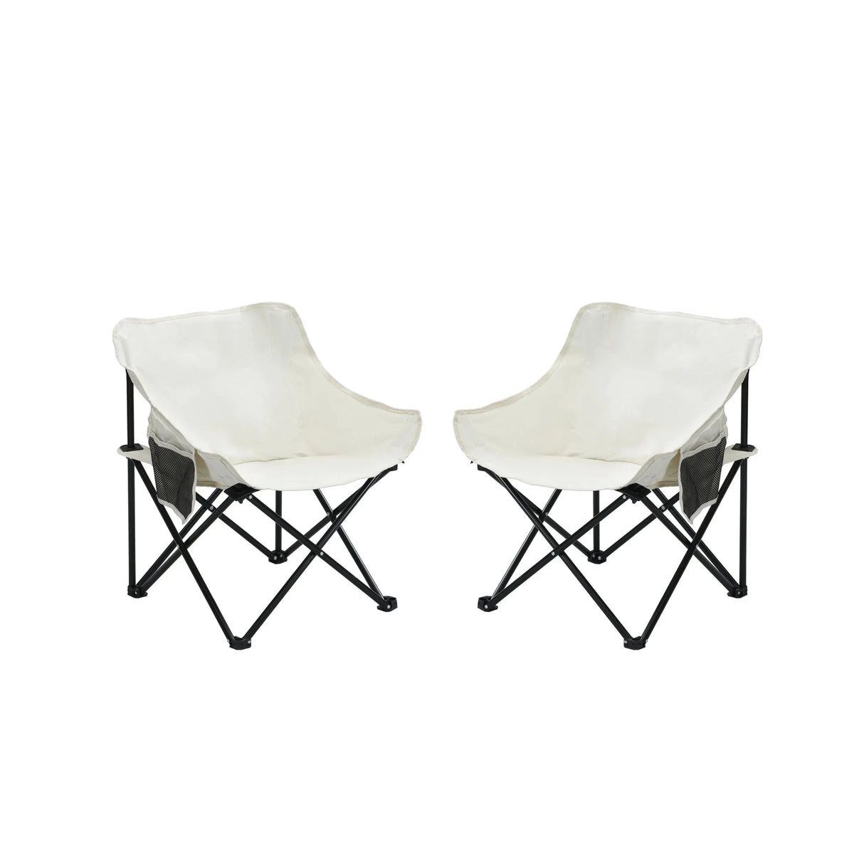 2 Pieces Outdoor Camping Chairs Folding / Portable, Comfortable Seating, Durable Steel Fram - Furniture Home Direct