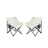2 Pieces Outdoor Camping Chairs Folding / Portable, Comfortable Seating, Durable Steel Fram - Furniture Home Direct