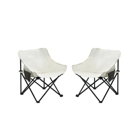 2 Pieces Outdoor Camping Chairs Folding / Portable, Comfortable Seating, Durable Steel Fram - Furniture Home Direct