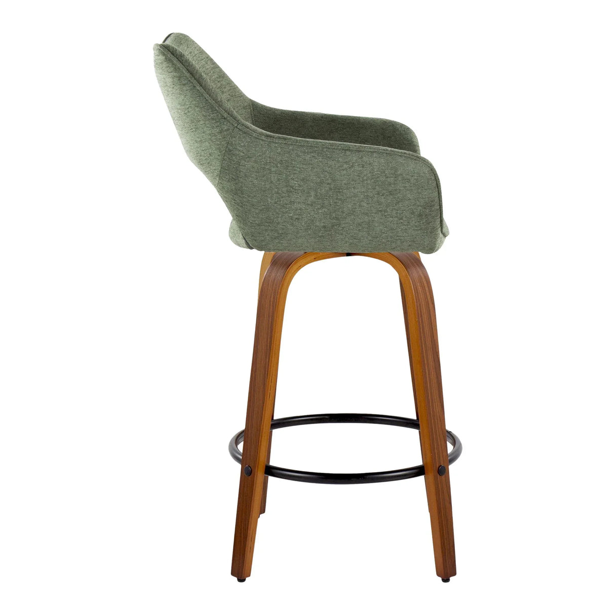 Mustang - Contemporary Fixed Height Counter Stool With Swivel With Round Footrest (Set of 2) - Furniture Home Direct