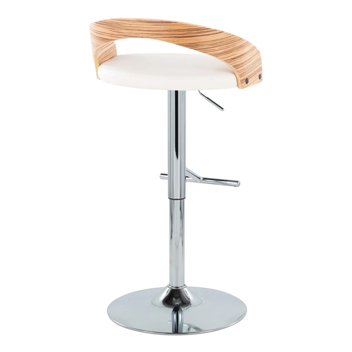 Grotto - Contemporary Adjustable Height Barstool With Swivel With Straight T Footrest (Set of 2) - Furniture Home Direct