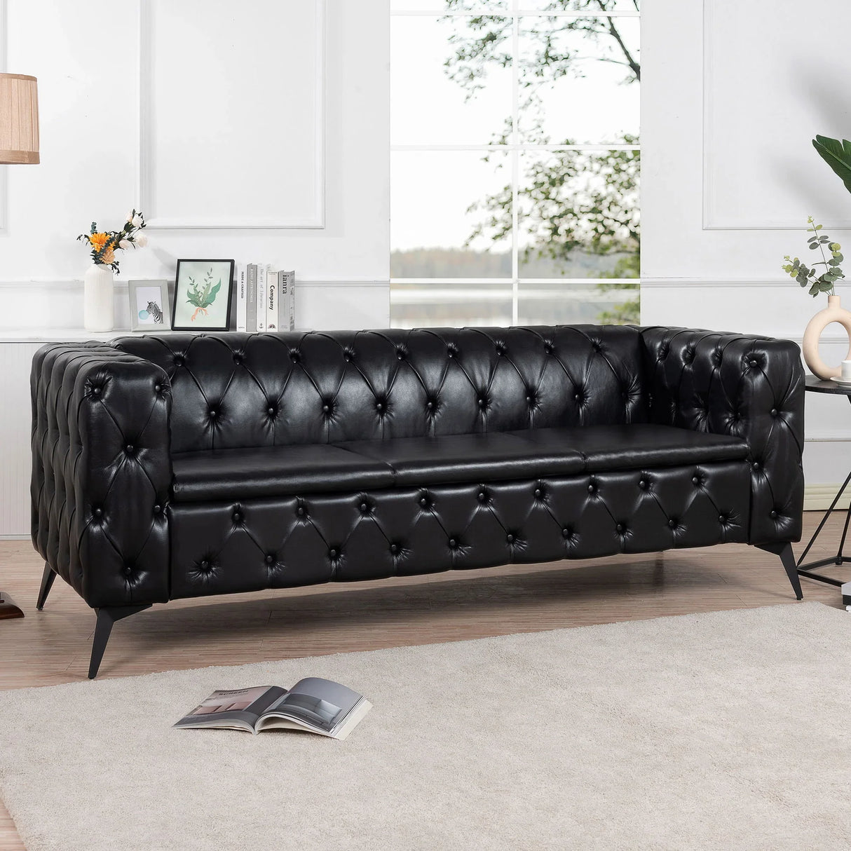 Square Arm Removable Cushion 3 Seater Sofa - Furniture Home Direct