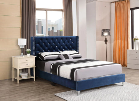 Upholstered Nailhead Trim Chic Bed - Furniture Home Direct