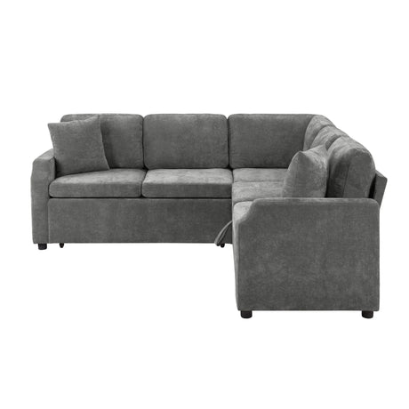 Modern L Shaped Sectional Sofa Bed With Hidden Storage Chenille Upholstery - Furniture Home Direct
