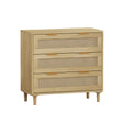 3 Drawers Rattan Storage Cabinet Rattan Drawer, For Bedroom, Living Room, Dining Room, Hallways (Set of 2) - Oak - Furniture Home Direct