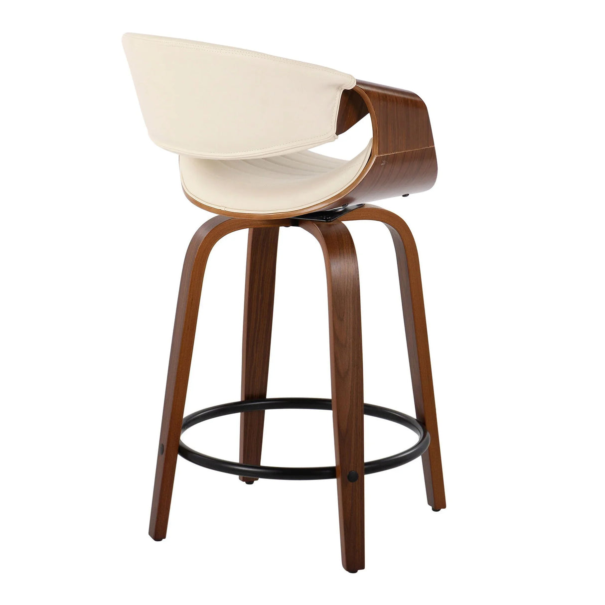 Symphony - Mid Century Modern Fixed Height Counter Stool With Swivel With Round Footrest (Set of 2) - Furniture Home Direct