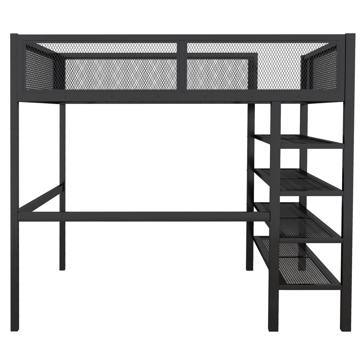 Loft Bed With 4 Tier Shelves And Storage - Furniture Home Direct