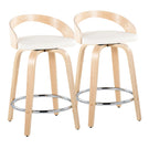 Grotto - Contemporary Fixed Height Counter Stool & Swivel, Round Footrest (Set of 2) - Furniture Home Direct