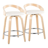 Grotto - Contemporary Fixed Height Counter Stool & Swivel, Round Footrest (Set of 2) - Furniture Home Direct