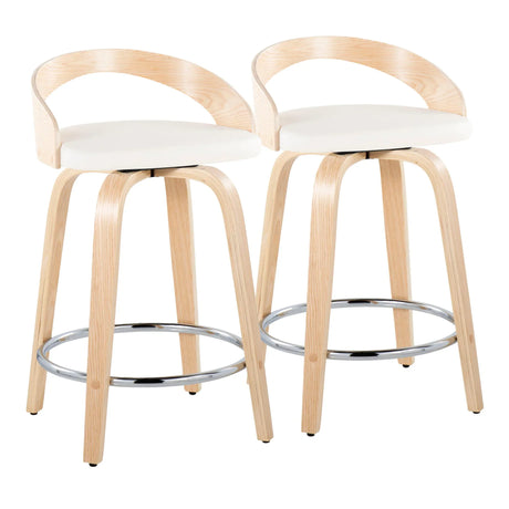Grotto - Contemporary Fixed Height Counter Stool & Swivel, Round Footrest (Set of 2) - Furniture Home Direct