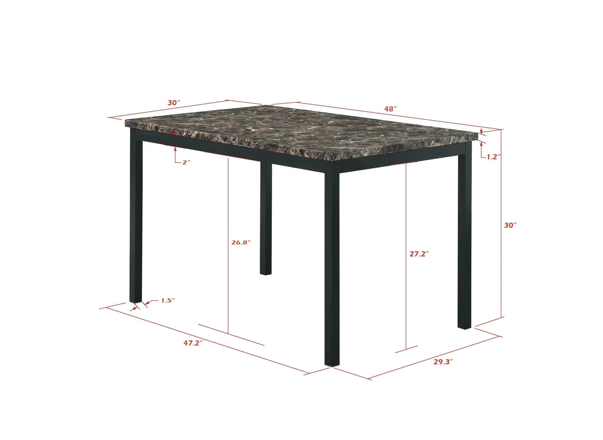 Faux Marble Top With Metal Frame Dinette Table - Black - Furniture Home Direct