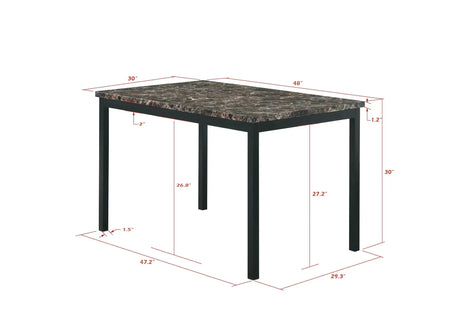 Faux Marble Top With Metal Frame Dinette Table - Black - Furniture Home Direct
