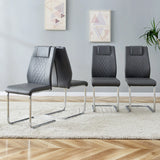 Dining Chair Set Modern Faux Leather With Chrome Base Gray - Furniture Home Direct