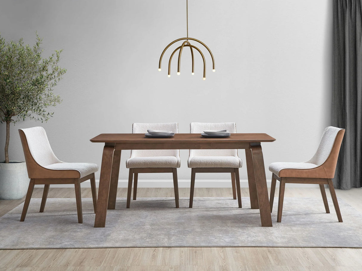 Ginny - 5 Piece With Side Chairs Dining Room Set - Walnut - Furniture Home Direct