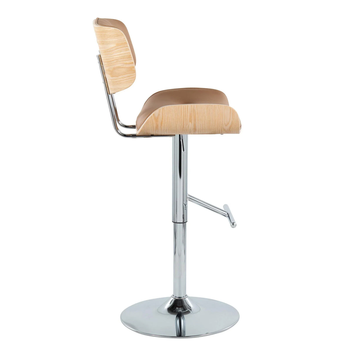 Lombardi - Contemporary Adjustable Barstool With Swivel With Straight T Footrest (Set of 2) - Furniture Home Direct