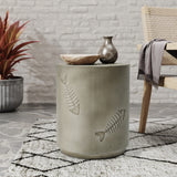 End Table With Fish Pattern Design Magnesium Oxide Gray - Furniture Home Direct