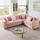 L Shaped Chesterfield Sectional Sofa With Stainless Steel Accents - Furniture Home Direct