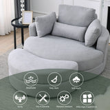 Linen Barrel Swivel Chair With Storage Ottoman - Furniture Home Direct
