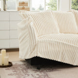 Sectional Sofa Corduroy U Shaped Plush Upholstered Cream - Furniture Home Direct