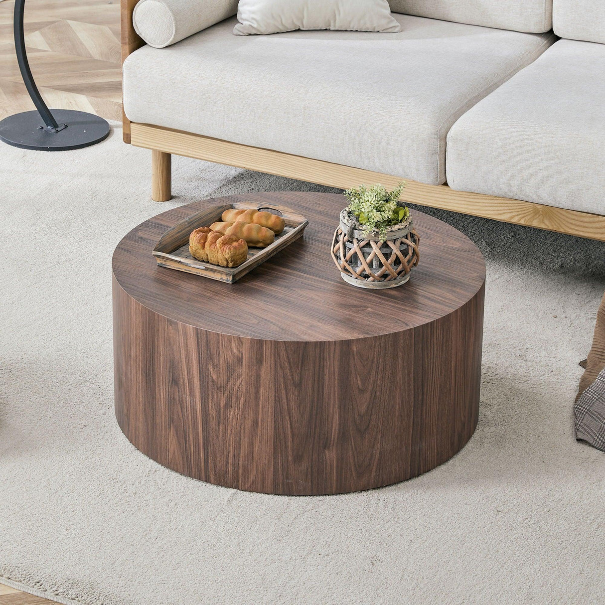 Cylindrical Coffee Table With Material For Living Room - Furniture Home Direct