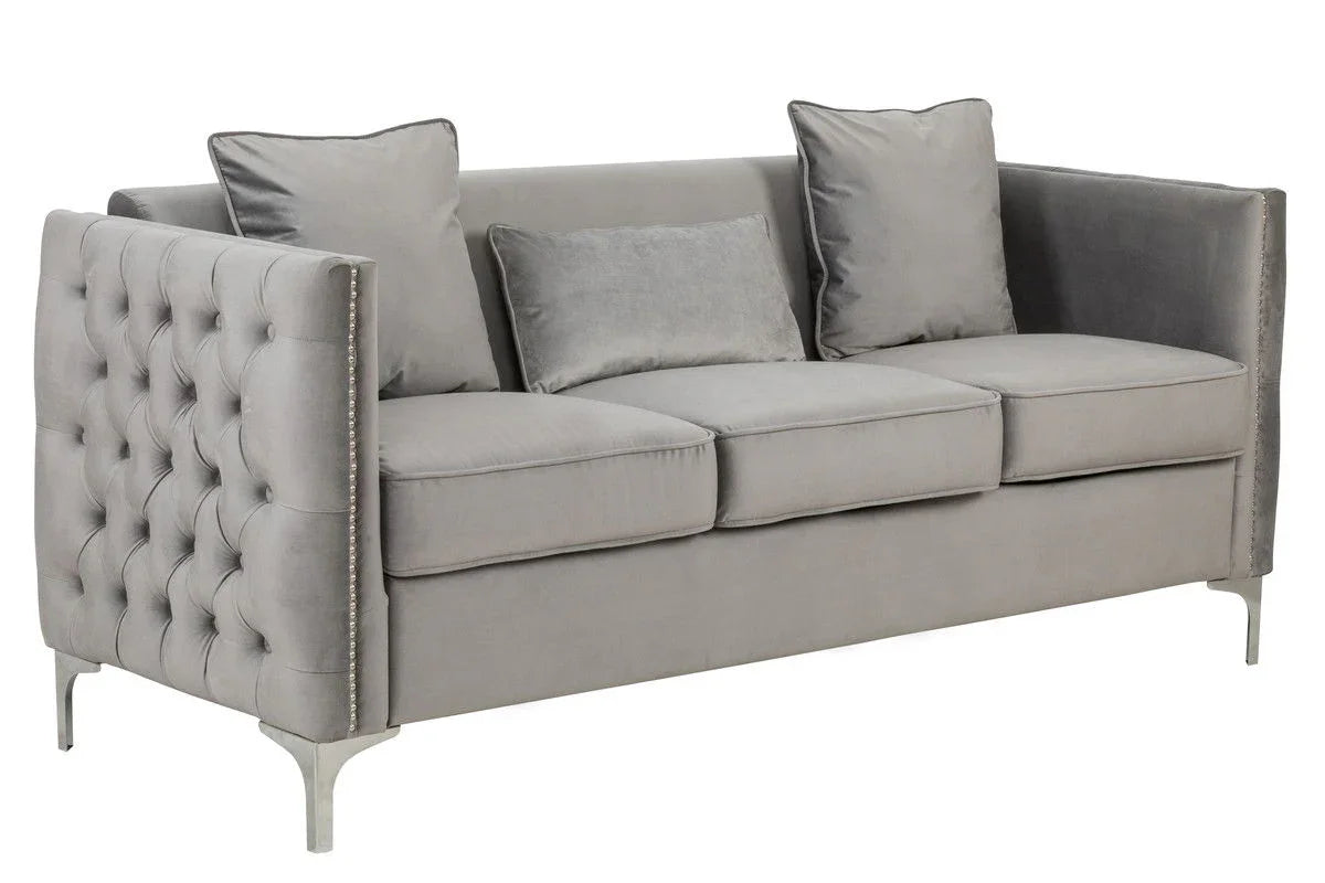 Bayberry - Velvet Sofa With 3 Pillows - Furniture Home Direct