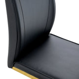 Dining Chair Set With Gold Frame PU Upholstery Black - Furniture Home Direct
