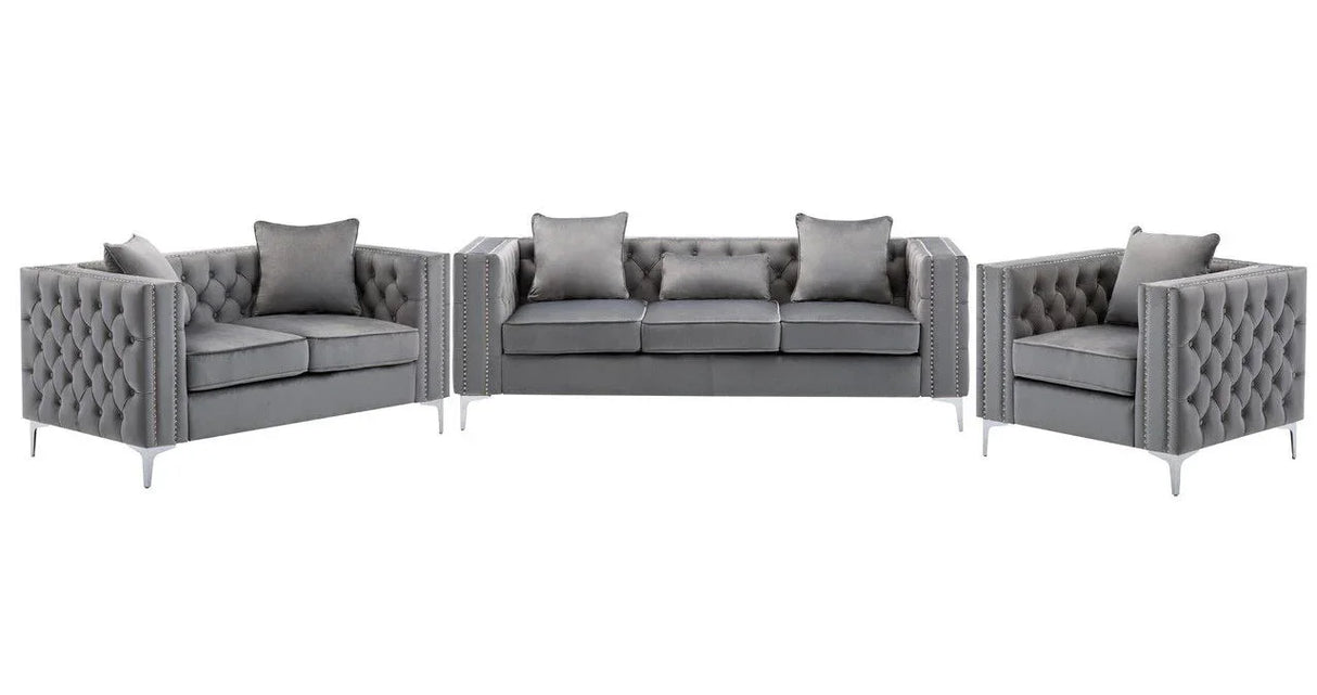 Lorreto - Velvet Fabric Living Room Set - Furniture Home Direct