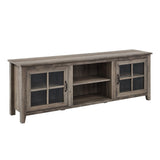 Modern Farmhouse 2 Door Glass Windowpane 70" TV Stand For 80" TVs - Furniture Home Direct