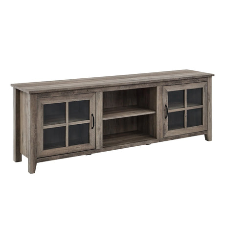 Modern Farmhouse 2 Door Glass Windowpane 70" TV Stand For 80" TVs - Furniture Home Direct