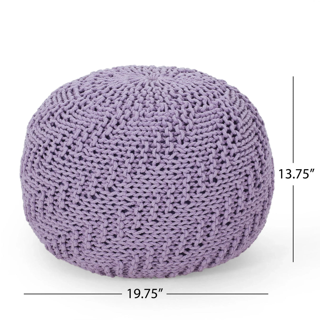 Bordeaux - Knitted Cotton Round Pouf Ottoman - Furniture Home Direct
