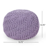 Bordeaux - Knitted Cotton Round Pouf Ottoman - Furniture Home Direct