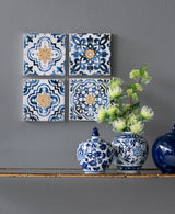 Abstract, And Wall Decor Accents (Set of 4) - White / Blue - Furniture Home Direct