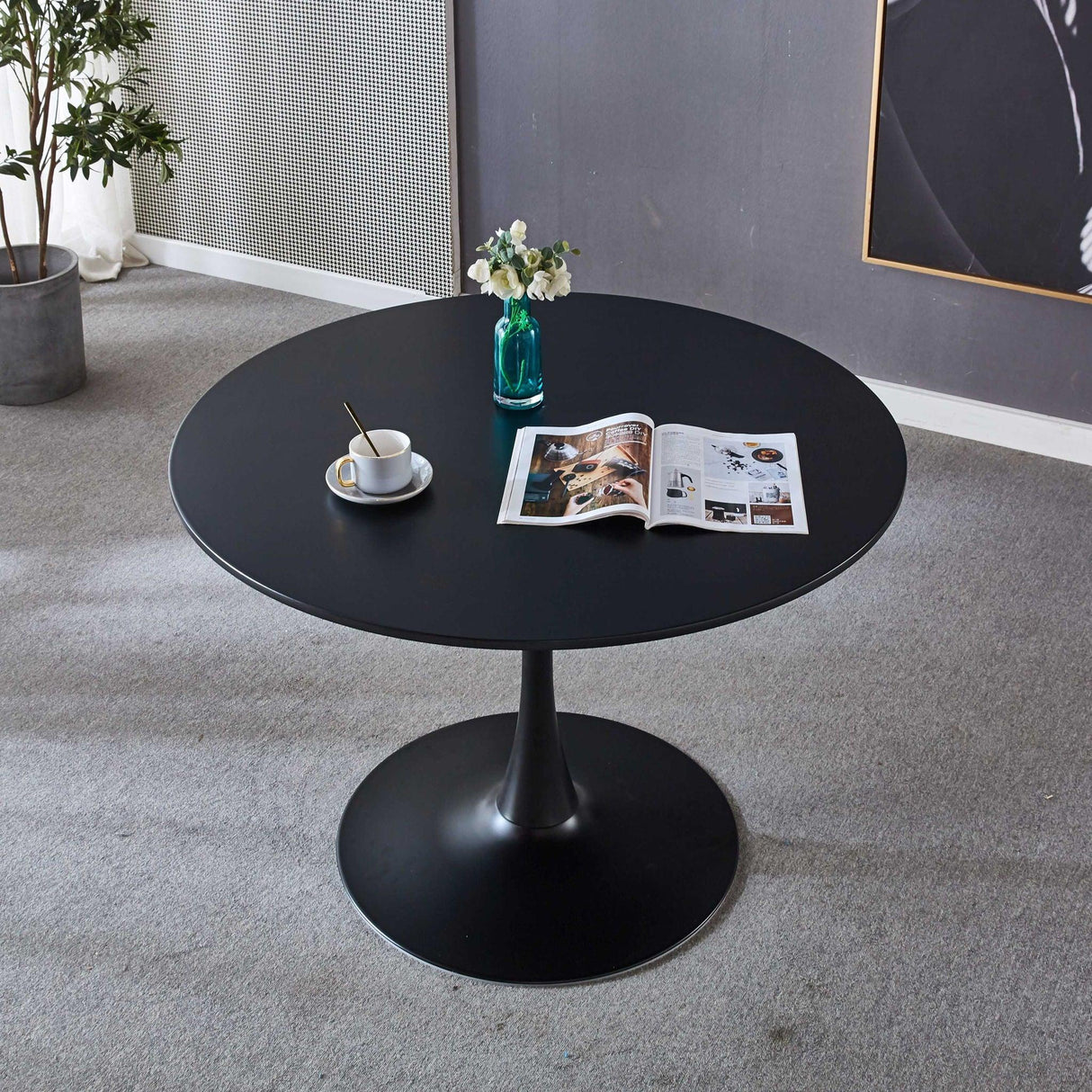 Tulip Table Mid-Century Dining Table With Round MDF Table Top, Pedestal Dining Table, End Table Leisure Coffee Table - Furniture Home Direct