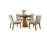 Jasper - Wide Contemporary Round Dining Table With Fabric Chairs Set - Furniture Home Direct