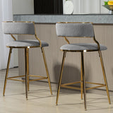 Bar Stools Counter Height With Gold Frames And Corduroy Gray - Furniture Home Direct