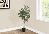 46" Tall, Artificial Plant, Eucalyptus Tree, Indoor, Faux, Fake, Floor, Greenery, Potted, Decorative - Green / Black - Furniture Home Direct