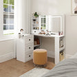 Vanity Desk With Lights And Built In Mirror In White - Furniture Home Direct