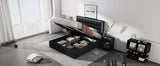 Storage Platform Bed Tufted Upholstered with LED Black - Furniture Home Direct