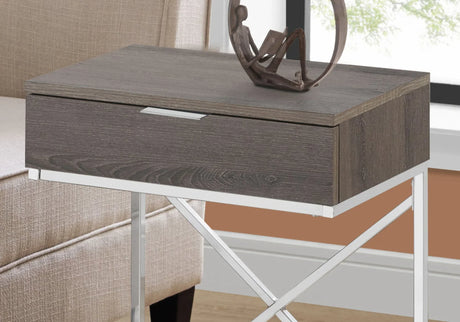 Accent Side Table, Storage Drawer, Contemporary - Taupe - Furniture Home Direct
